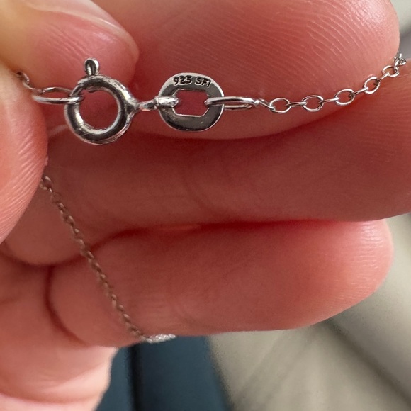 Pear Shaped Sapphire/Silver Necklace 925 - Picture 5 of 5